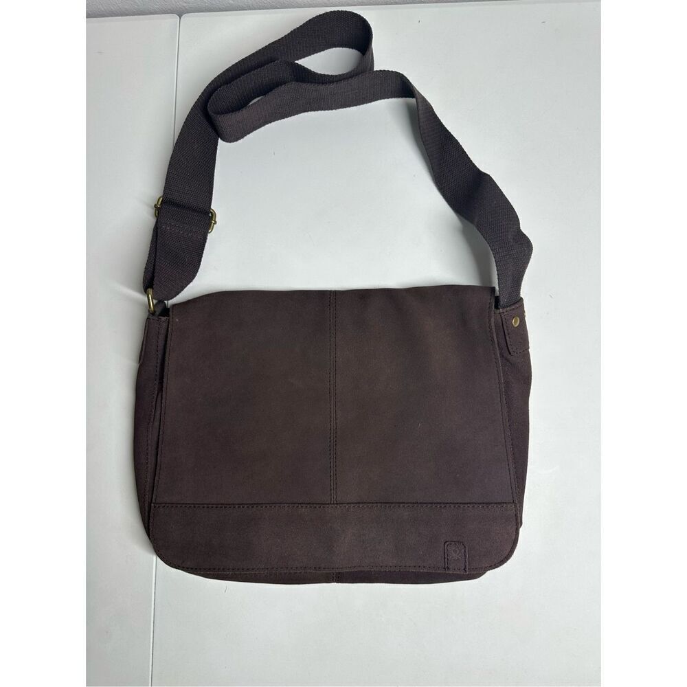 Benetton Brown Suede Messenger Crossbody Bag Briefcase Laptop See Description